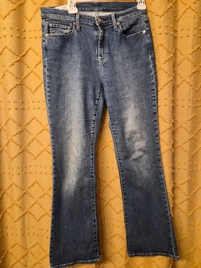 GAP Women's Blue Baby Boot Mid Rise Jeans with Subtle Fade